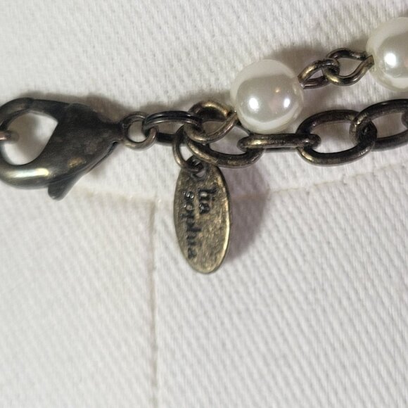 Lia Sophia Layered Mixed Chain Necklace With Faux Pearl & Black Bead Accents - Picture 6 of 6